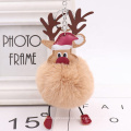 BMSP08 Furry Pom Pom Cute Santa Pink Rabbit Fur Llavero de cuero